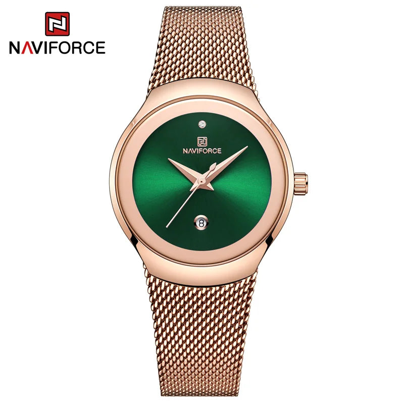 NAVIFORCE Watch Women Fashion Dress Quartz Watches Lady Stainless Steel Waterproof Wristwatch Simple Girl Clock Relogio Feminino