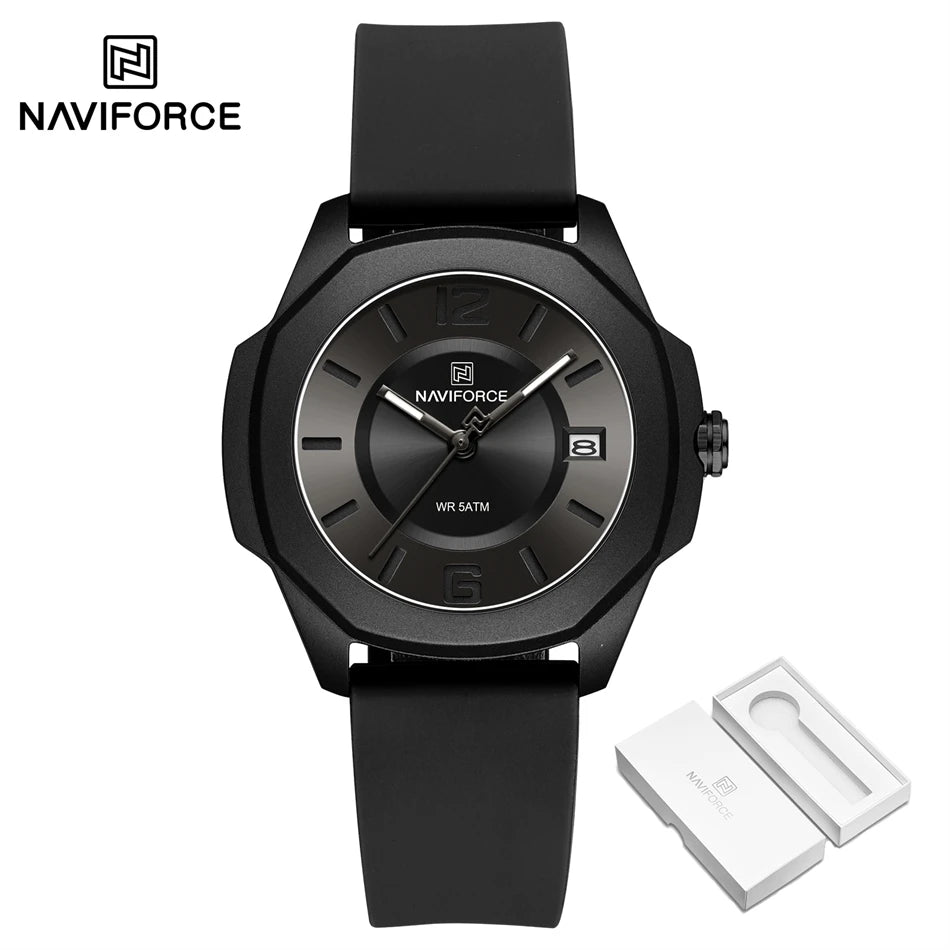 NAVIFORCE Luxury Watch Women's Quartz Watches Ladies Simple Style Silicone Strap Wrist Watch Waterproof Watches Reloj Mujer