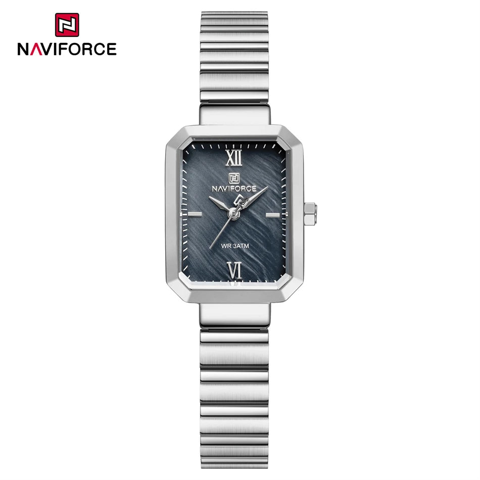 NAVIFORCE Women Watch 2024 Stainless Steel Square Quartz Watch Women Fashion Casual Ladies Watches Relogio Feminino Reloj Mujer