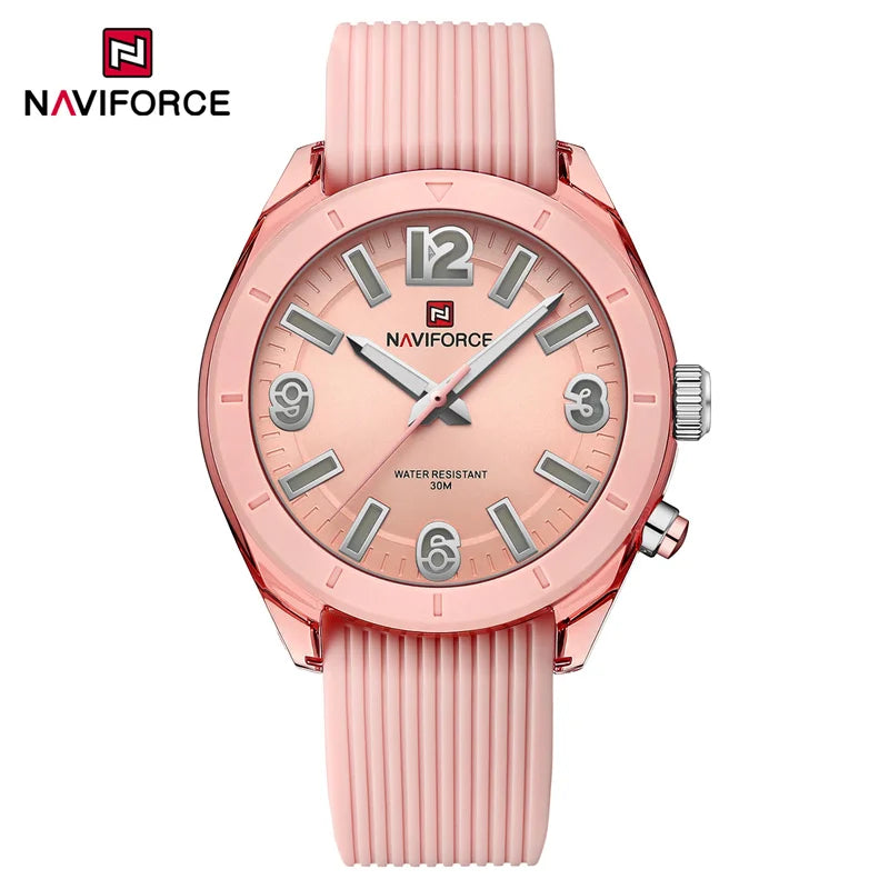 NAVIFORCE High Quality Watch For Women Waterproof Ladies Fashion Casual Silicone Strap Luminous Quartz Wristwatches Reloj Mujer