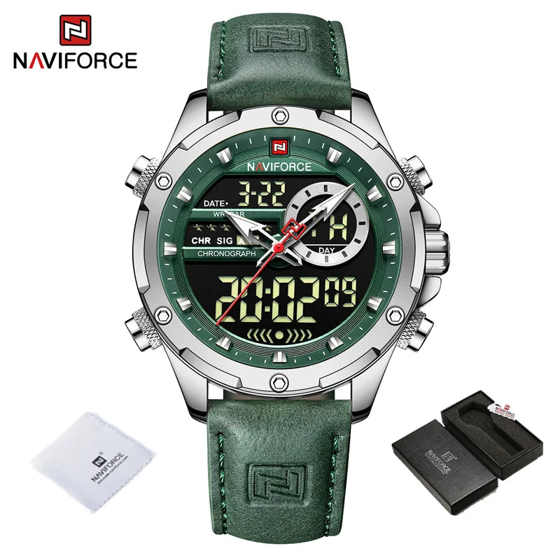 NAVIFORCE Luxury Brand Original Watch For Men Casual Sports Chronograph Quartz WristWatch Leather Waterproof Clock Free Shiping