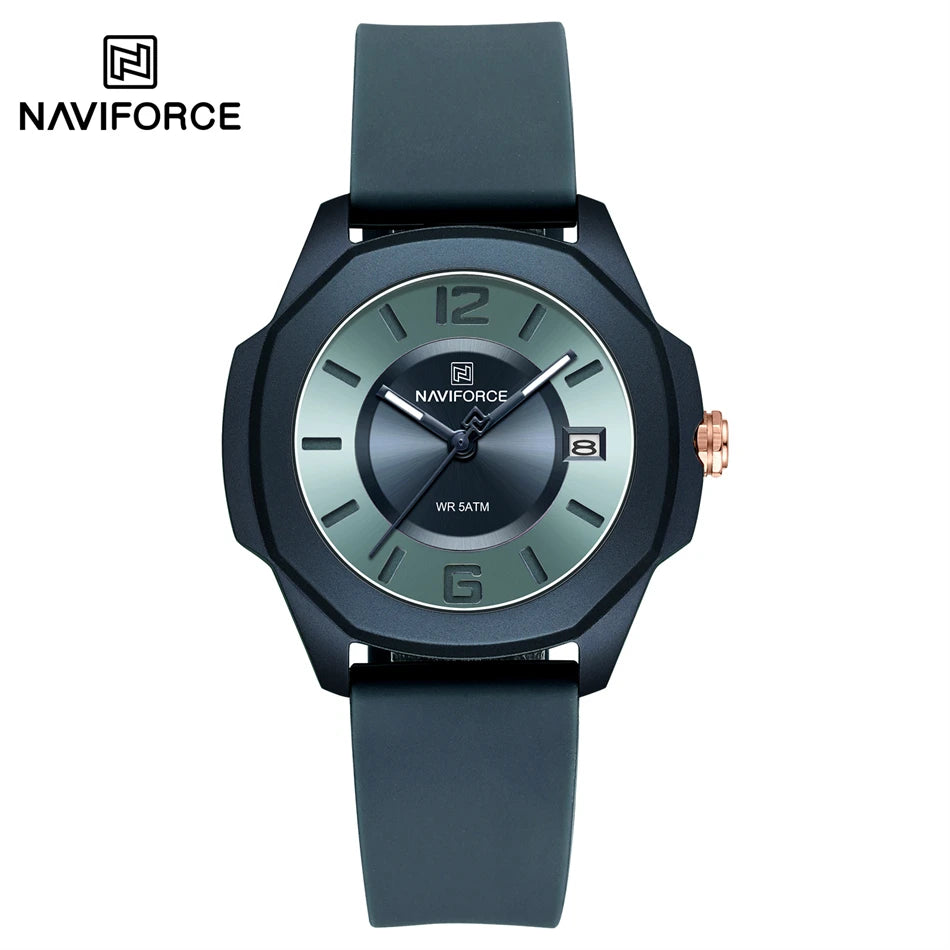 NAVIFORCE Luxury Watch Women's Quartz Watches Ladies Simple Style Silicone Strap Wrist Watch Waterproof Watches Reloj Mujer