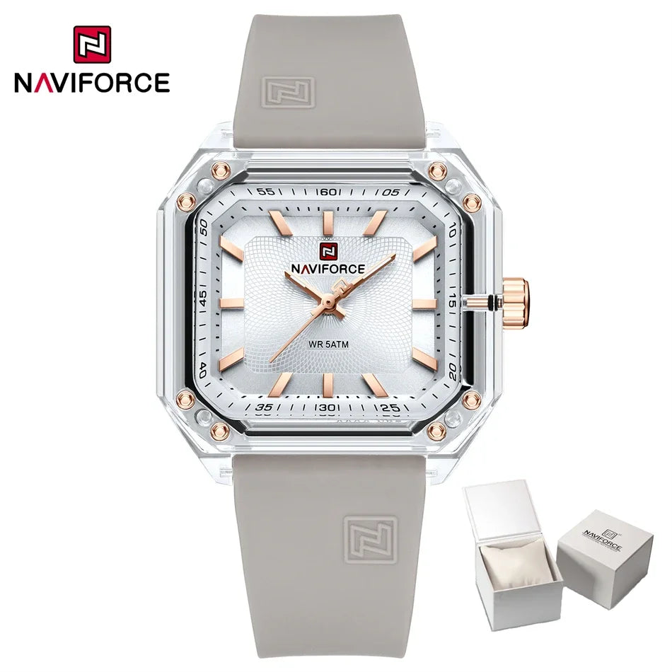 NAVIFORCE Women Watch Square Quartz Silicone Strap Wristwatches Student Watches for Women Gift Relojes Para Mujer Montre Femme