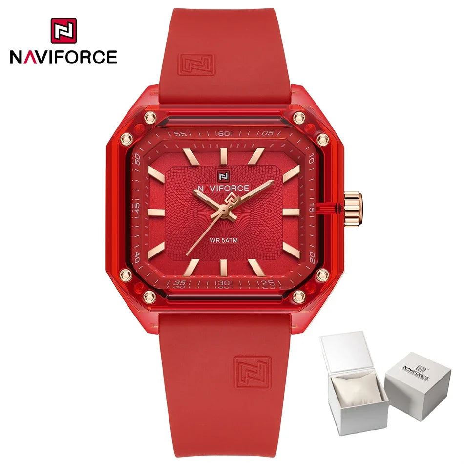 NAVIFORCE Women Watch Square Quartz Silicone Strap Wristwatches Student Watches for Women Gift Relojes Para Mujer Montre Femme