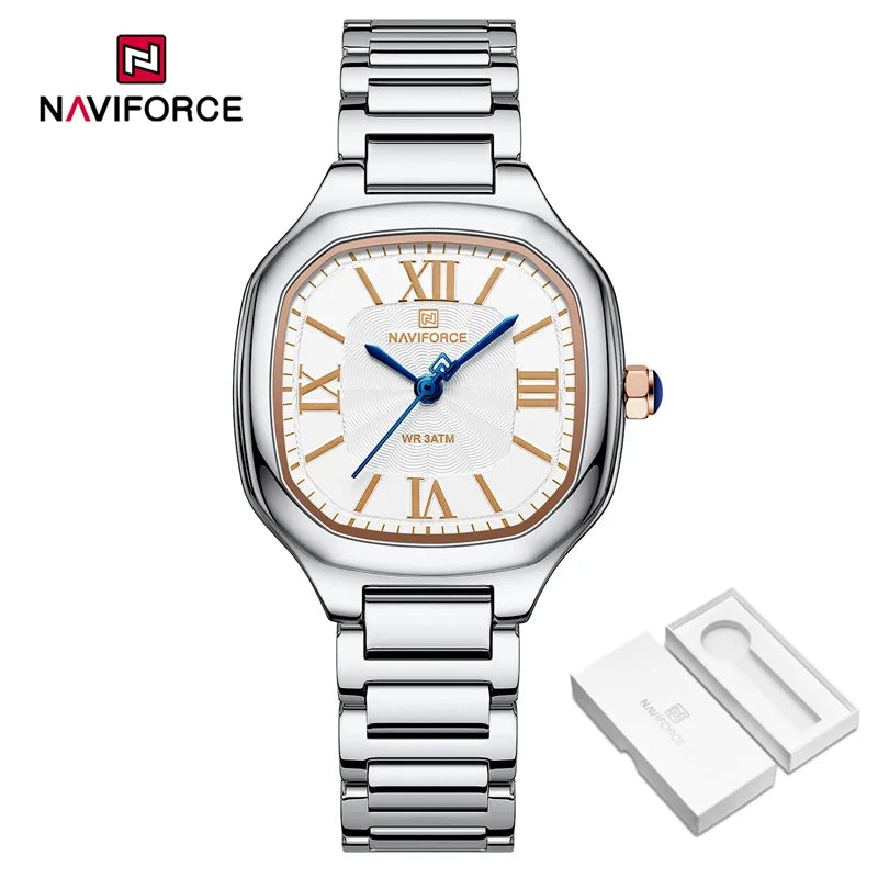 NAVIFORCE Brand Women Watch Stainless Steel Strap Waterproof Personality Fashion Female Quartz Wristwatch Relogio Feminino 2024