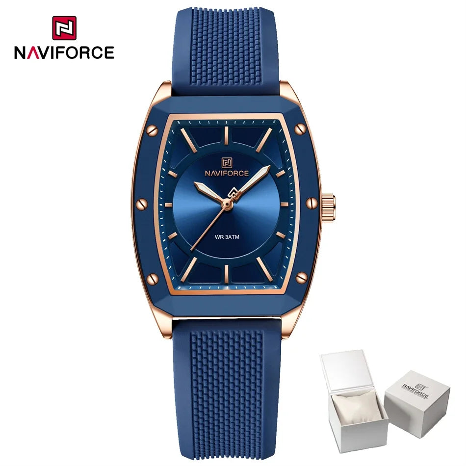 NAVIFORCE Women Quartz Watches Silicone Strap Student Sports Watch Big Dial Simple Tonneau Waterproof Wristwatches Dropshipping