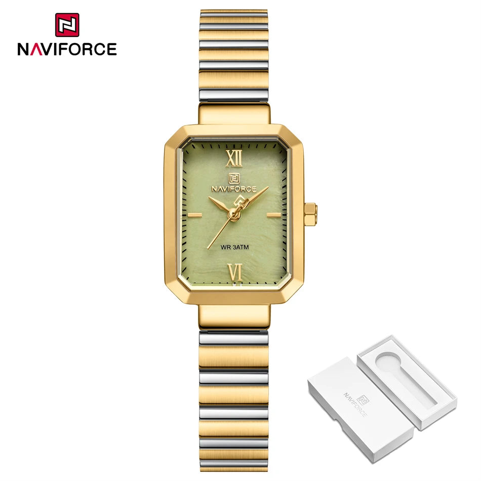 NAVIFORCE Women Watch 2024 Stainless Steel Square Quartz Watch Women Fashion Casual Ladies Watches Relogio Feminino Reloj Mujer