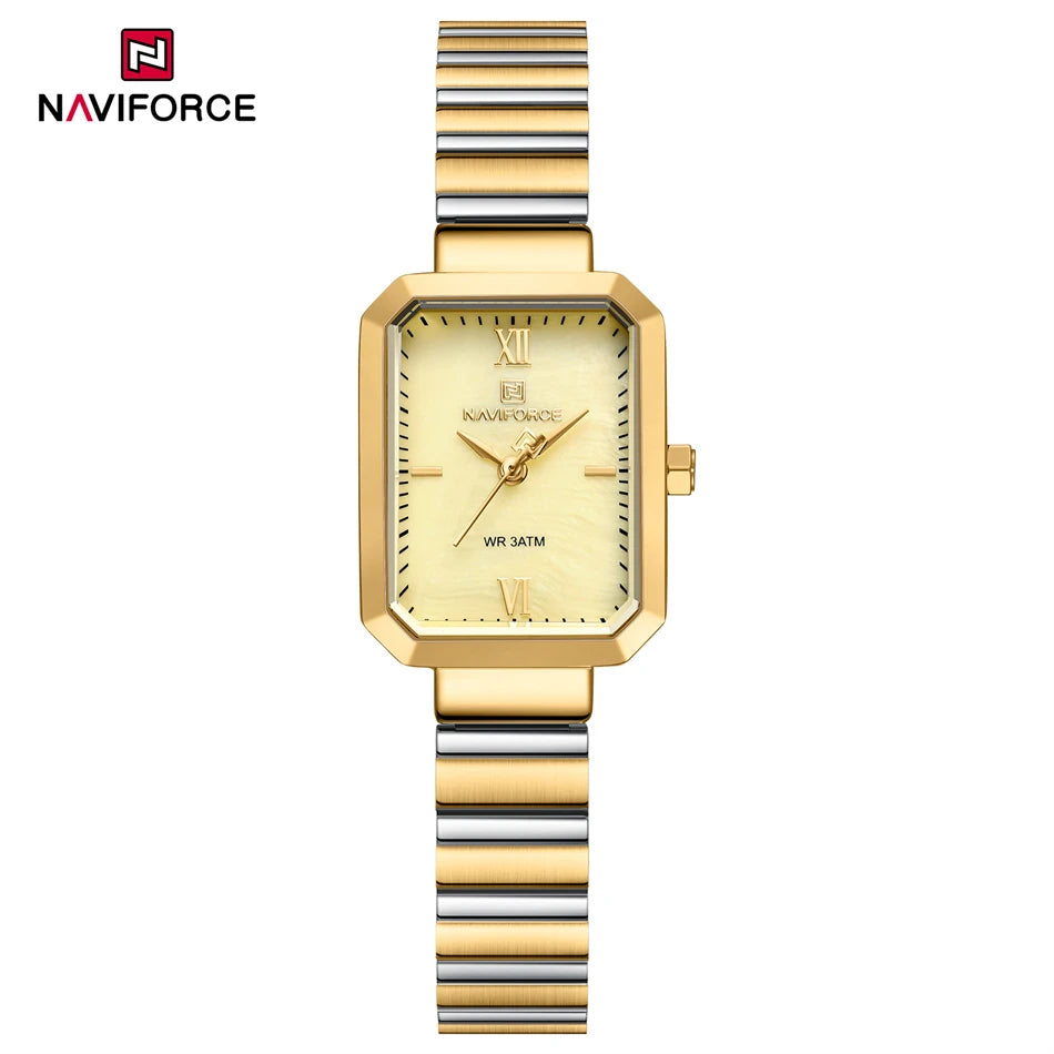 NAVIFORCE Women Watch 2024 Stainless Steel Square Quartz Watch Women Fashion Casual Ladies Watches Relogio Feminino Reloj Mujer