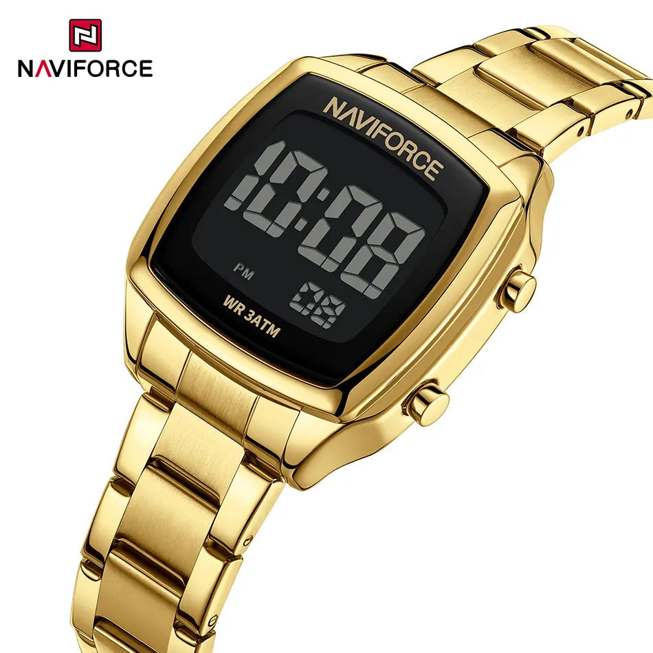 NAVIFORCE Digital Watches Women Stainless Steel Gold Sliver Electronic Watch Fashion Business Wristwatches Relojes Para Mujer