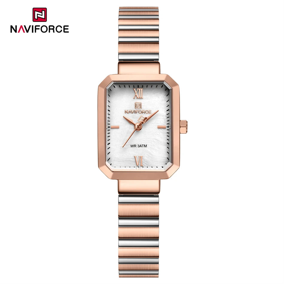 NAVIFORCE Women Watch 2024 Stainless Steel Square Quartz Watch Women Fashion Casual Ladies Watches Relogio Feminino Reloj Mujer