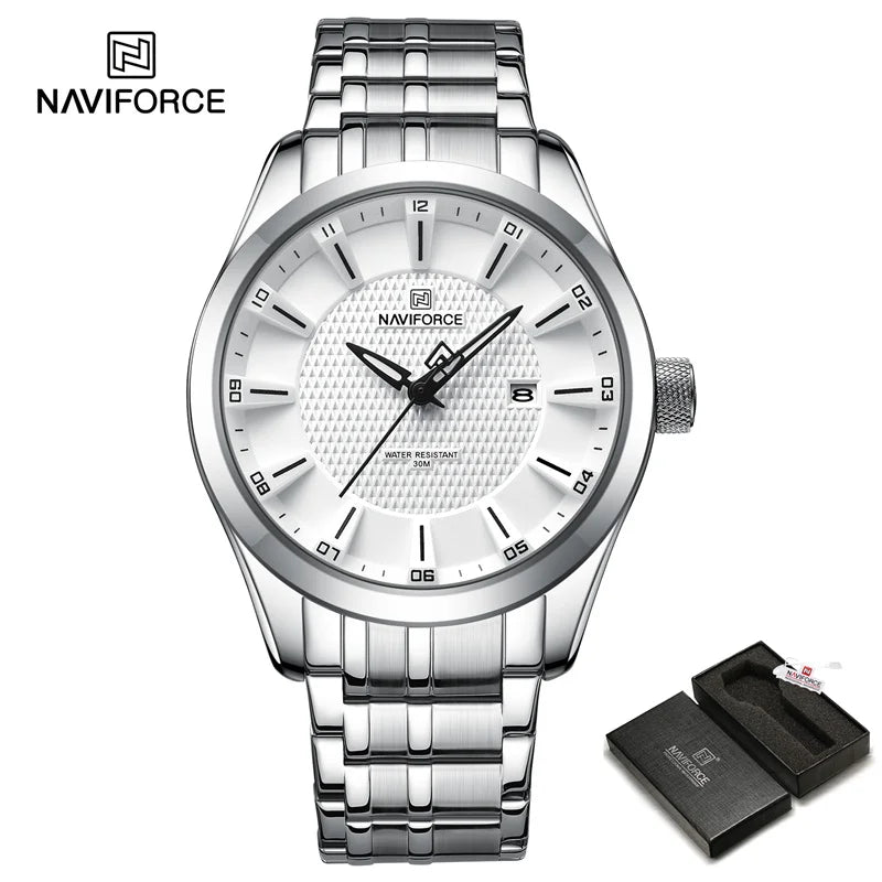 Top Brand NAVIFORCE Men's Watch Waterproof Quartz Business Casual Wristwaches Stainless Steel Strap Date Clock Relogio Masculino