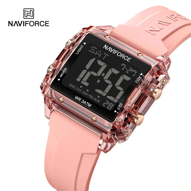 NAVIFORCE New Women Watch Silicone Strap LED Digital Sports Clock Fashion Casual Waterproof Electronic Wristwatch Montre Femme