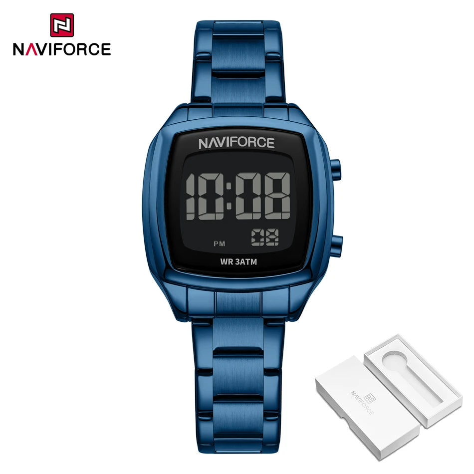 NAVIFORCE Digital Watches Women Stainless Steel Gold Sliver Electronic Watch Fashion Business Wristwatches Relojes Para Mujer