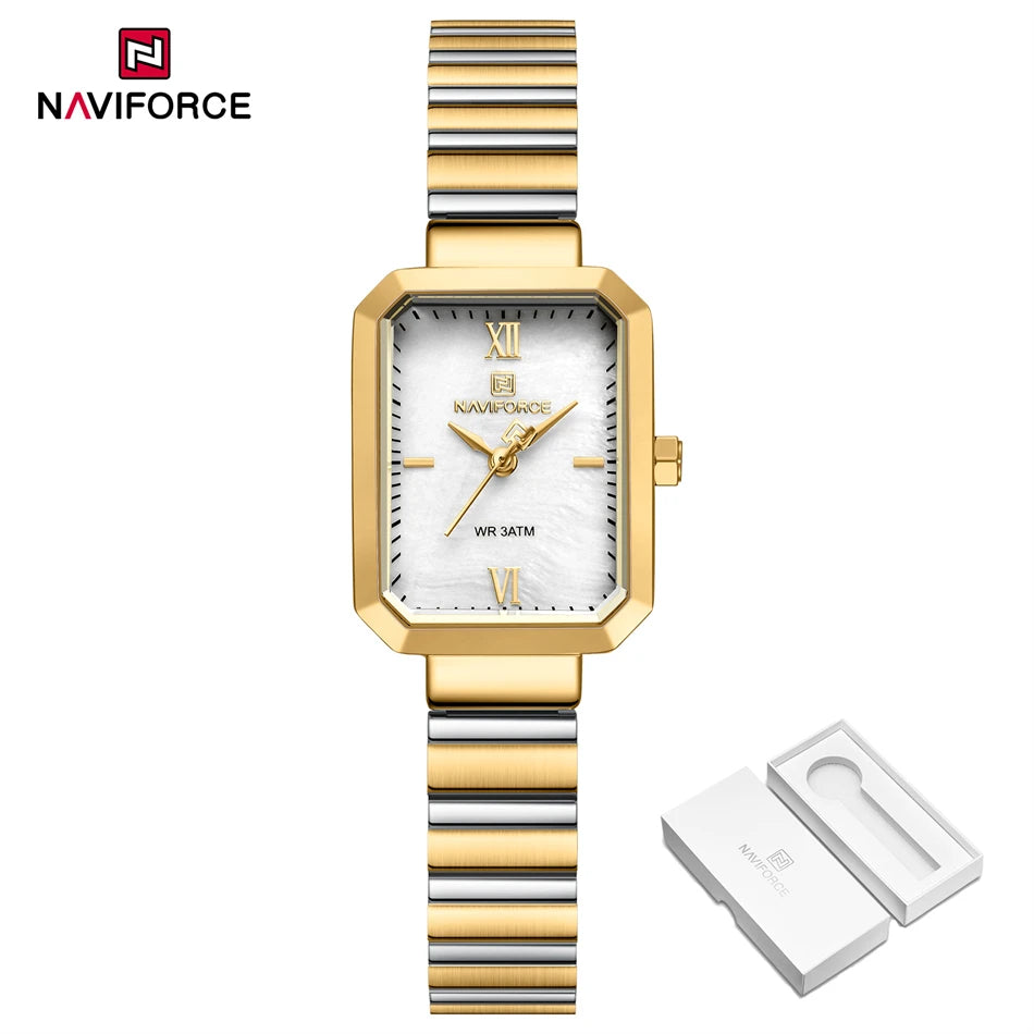 NAVIFORCE Women Watch 2024 Stainless Steel Square Quartz Watch Women Fashion Casual Ladies Watches Relogio Feminino Reloj Mujer