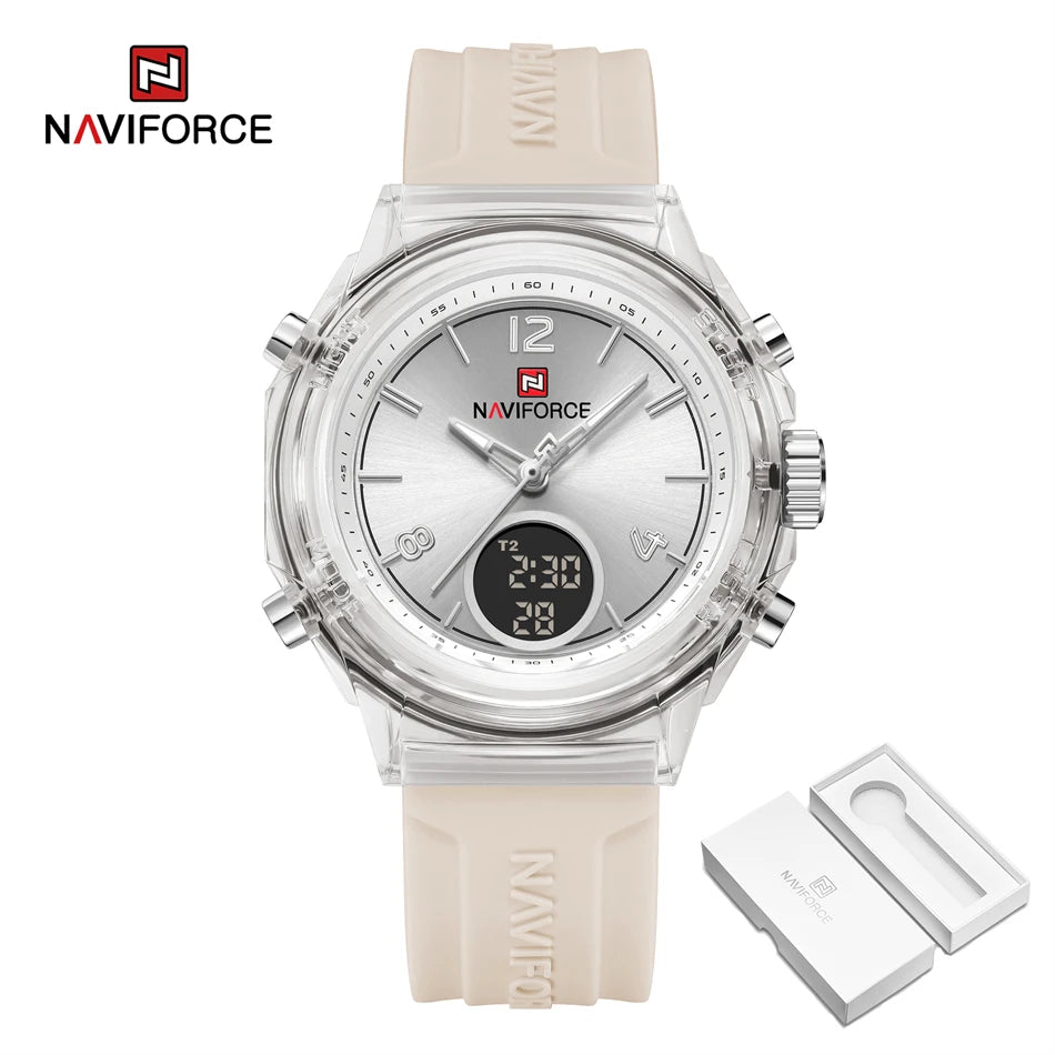 NAVIFORCE Watches For Women Dual Display Ladies Luminous Retro Female Quartz Watch Waterproof Round Dial 2024 Montres Femmes