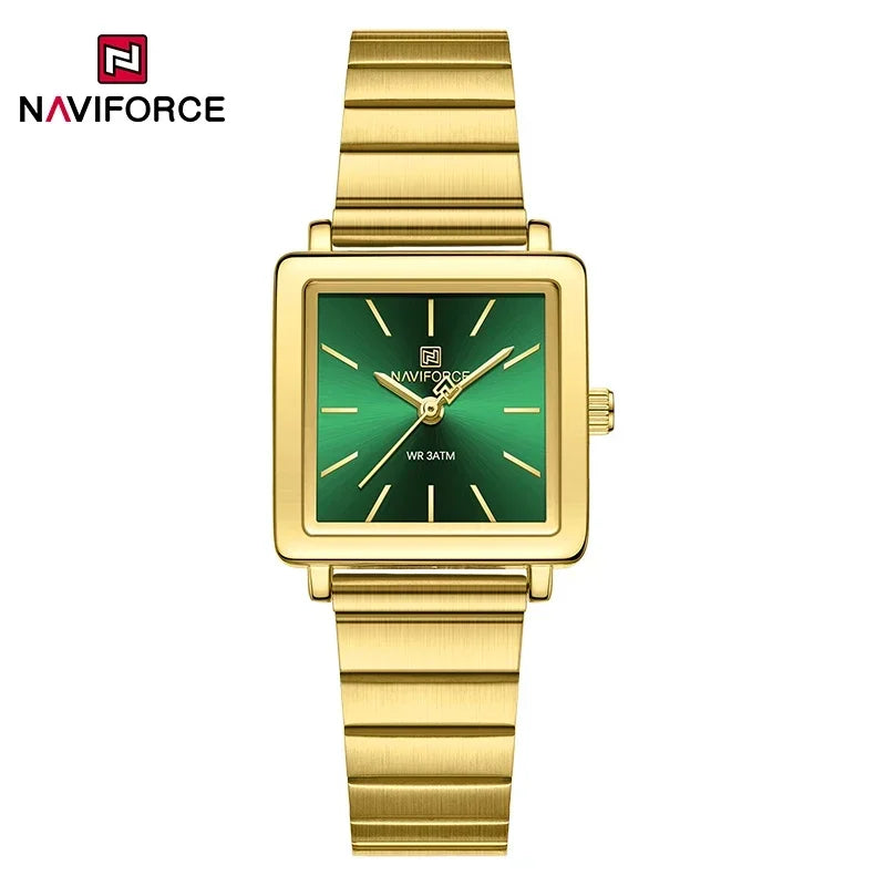 NAVIFORCE Square Stainless Steel Women Quartz Watches Casual 30M Waterproof Girl Ladies Wristwatch Female Clock Relogio Feminino