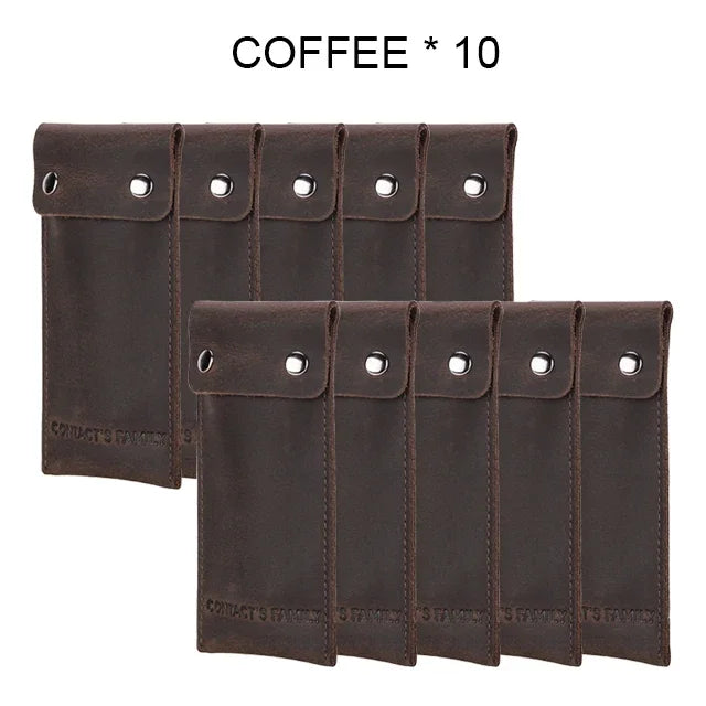 CONTACT'S FAMILY 3/5/10 Pcs Wholesale Genuine Leather Watch Box Bracelet Storage Bag Portable Travel Jewelry Leather Watch Pouch