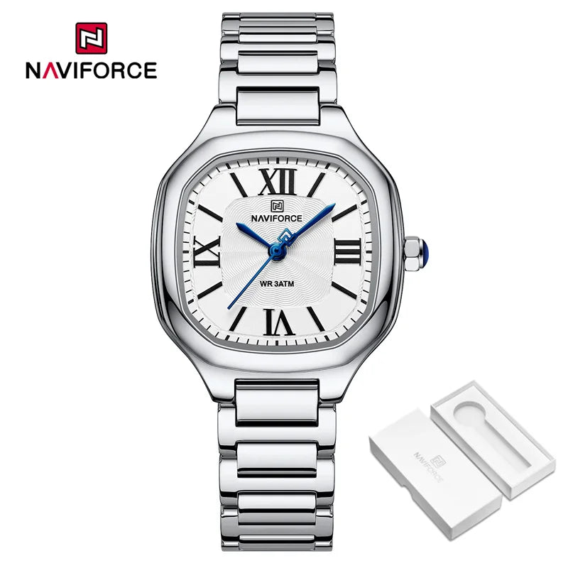 NAVIFORCE Brand Women Watch Stainless Steel Strap Waterproof Personality Fashion Female Quartz Wristwatch Relogio Feminino 2024