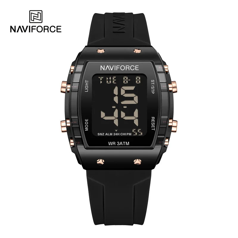 NAVIFORCE Women Watch Waterproof Personality Square Wristwatches LED Digital Silicone Strap Sport Electronic Clock Montre Femme