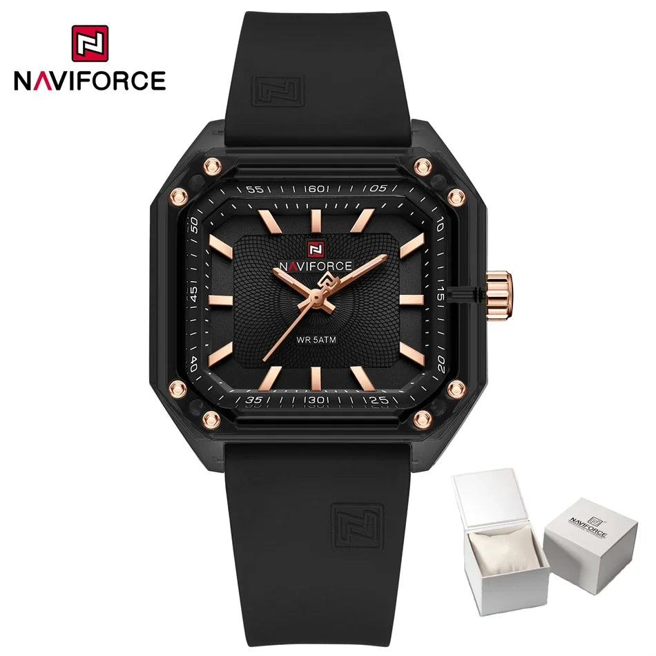 NAVIFORCE Women Watch Square Quartz Silicone Strap Wristwatches Student Watches for Women Gift Relojes Para Mujer Montre Femme