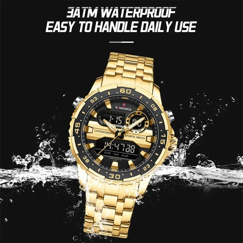 NAVIFORCE Men's Watch Luxury Waterproof Sport Chronograph Quartz Wristwatches Digital Date and Week Clock Relogio Masculino 2024