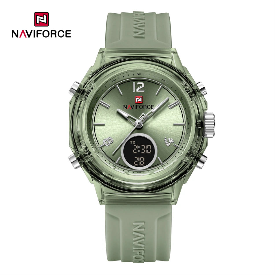 NAVIFORCE Watches For Women Dual Display Ladies Luminous Retro Female Quartz Watch Waterproof Round Dial 2024 Montres Femmes