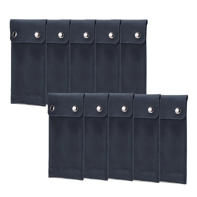 CONTACT'S FAMILY 3/5/10 Pcs Wholesale Genuine Leather Watch Box Bracelet Storage Bag Portable Travel Jewelry Leather Watch Pouch