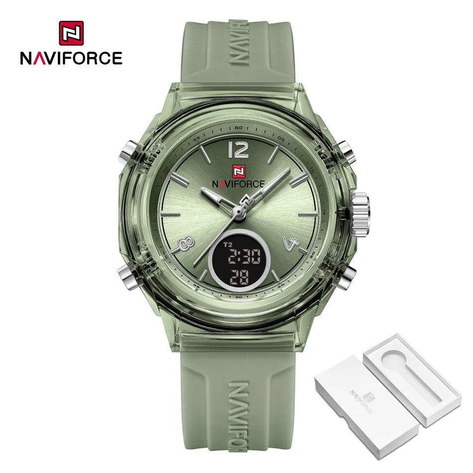 NAVIFORCE Watches For Women Dual Display Ladies Luminous Retro Female Quartz Watch Waterproof Round Dial 2024 Montres Femmes