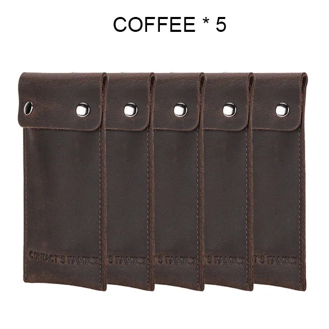 CONTACT'S FAMILY 3/5/10 Pcs Wholesale Genuine Leather Watch Box Bracelet Storage Bag Portable Travel Jewelry Leather Watch Pouch