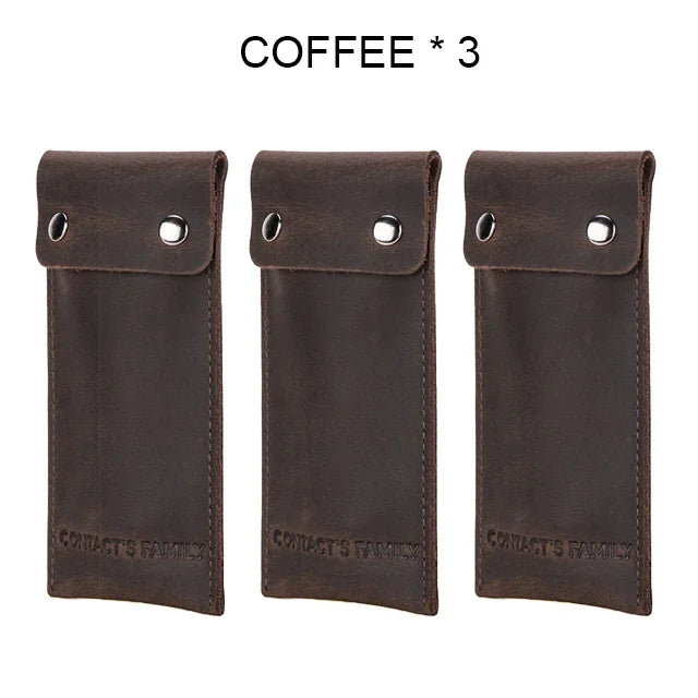 CONTACT'S FAMILY 3/5/10 Pcs Wholesale Genuine Leather Watch Box Bracelet Storage Bag Portable Travel Jewelry Leather Watch Pouch