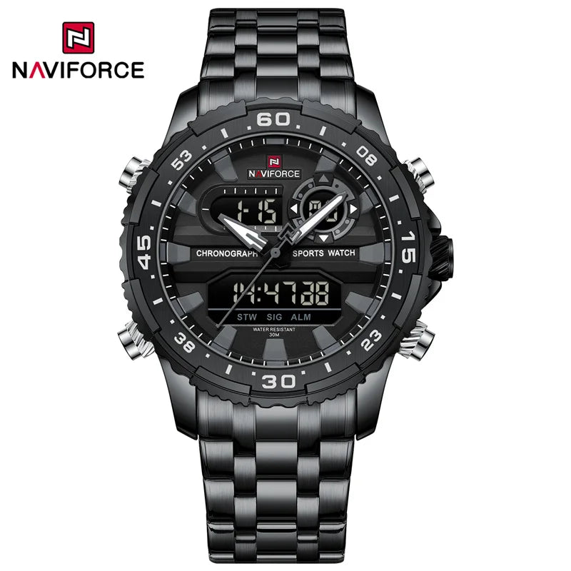 NAVIFORCE Men's Watch Luxury Waterproof Sport Chronograph Quartz Wristwatches Digital Date and Week Clock Relogio Masculino 2024