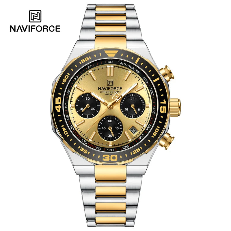 NAVIFORCE Fashion Watch For Men High Quality Luxury Stainless Steel Waterproof Classic Quartz Wristwatches Male Big Face Clock