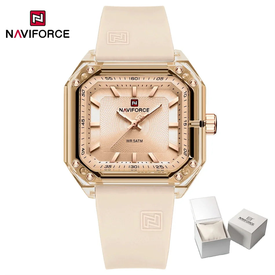 NAVIFORCE Women Watch Square Quartz Silicone Strap Wristwatches Student Watches for Women Gift Relojes Para Mujer Montre Femme