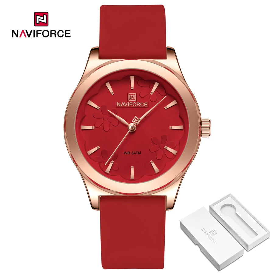 NAVIFORCE Simple Fashion Quartz Wristwatches Women Wrist Watches Silicone Strap Waterproof Watch Wholesale Hot Sale Reloj Mujer