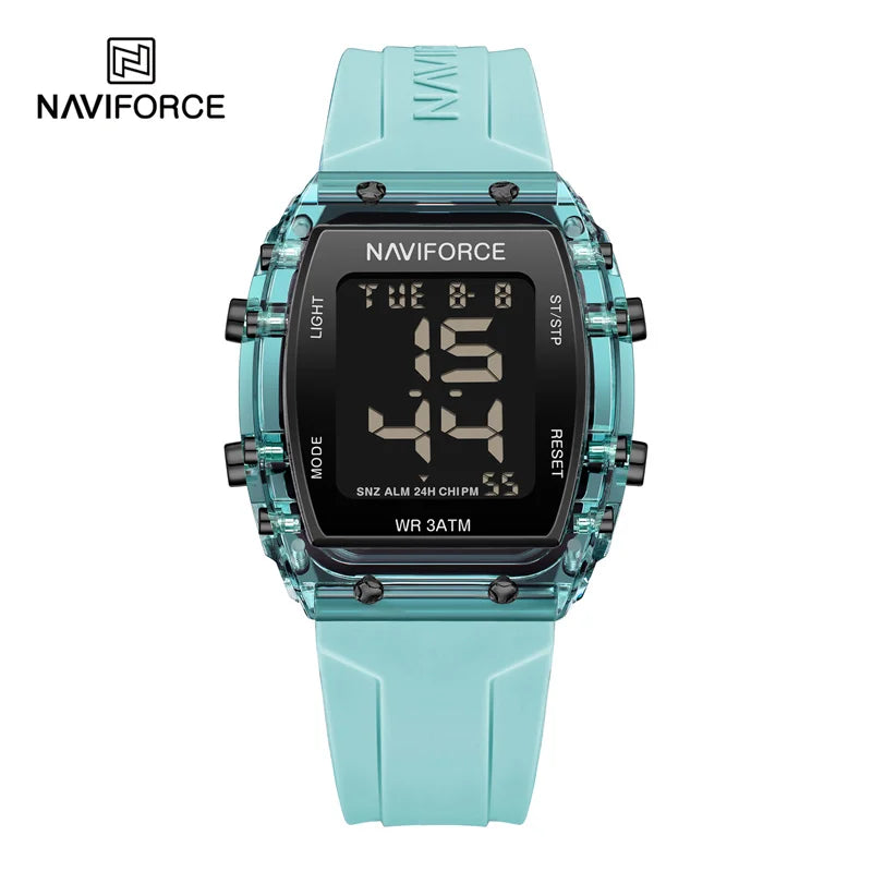 NAVIFORCE Women Watch Waterproof Personality Square Wristwatches LED Digital Silicone Strap Sport Electronic Clock Montre Femme