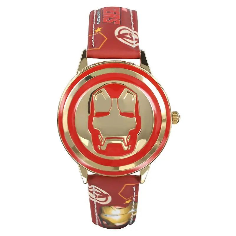 Disney spiderman Kids watch Captain America ironman children's watches Leather Quartz Flip Metal Case Watches Boys Clock gifts