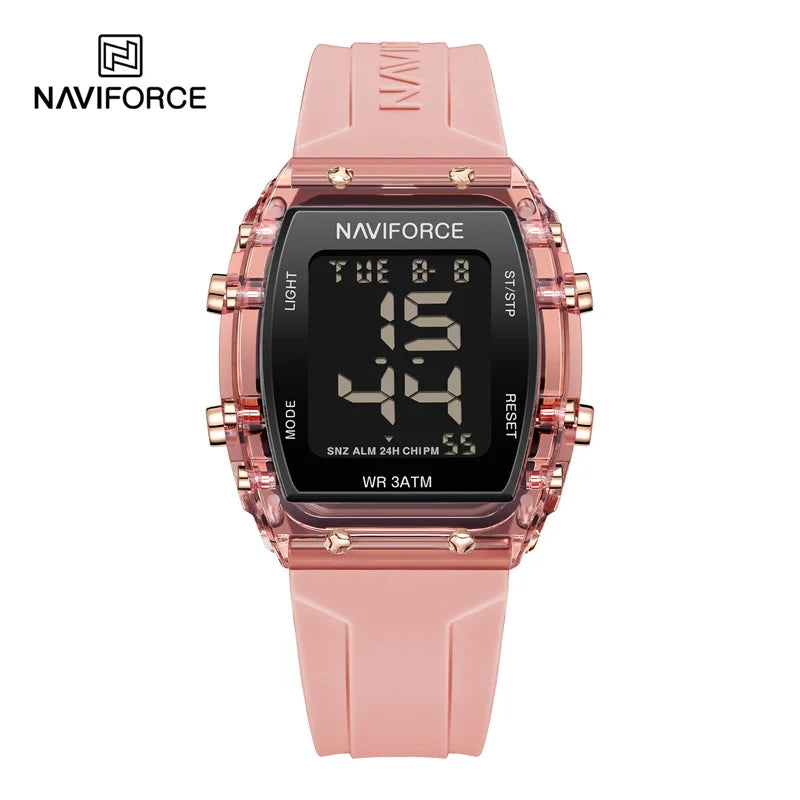 NAVIFORCE Women Watch Waterproof Personality Square Wristwatches LED Digital Silicone Strap Sport Electronic Clock Montre Femme