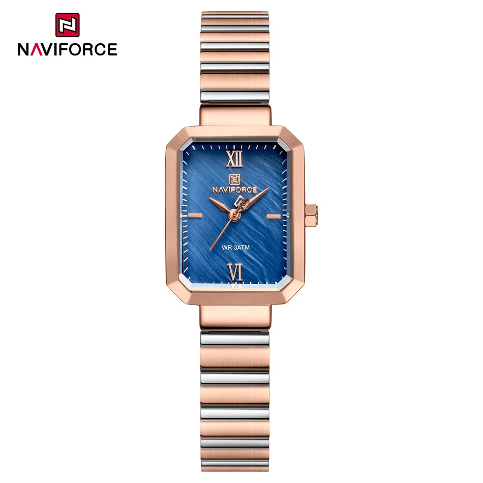 NAVIFORCE Women Watch 2024 Stainless Steel Square Quartz Watch Women Fashion Casual Ladies Watches Relogio Feminino Reloj Mujer