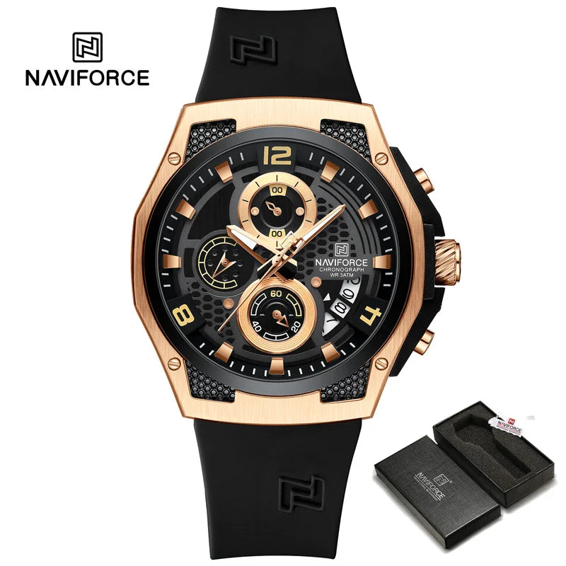 NAVIFORCE High Quality Luxury Original Men Watch Silicone Strap Waterproof Male Quartz Wrist watch Sport Clock Relogio Masculino