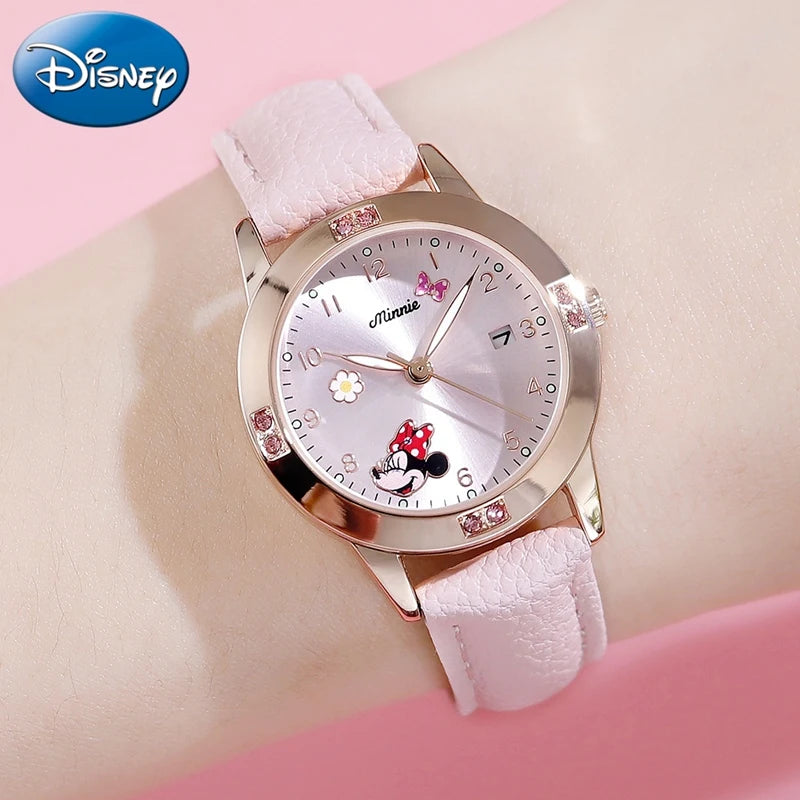 Disney Cartoon Minnie Girl Watch Women Calendar Gift Quartz Cute Crystal Kids Watches Children Clock Gifts Birthday Present