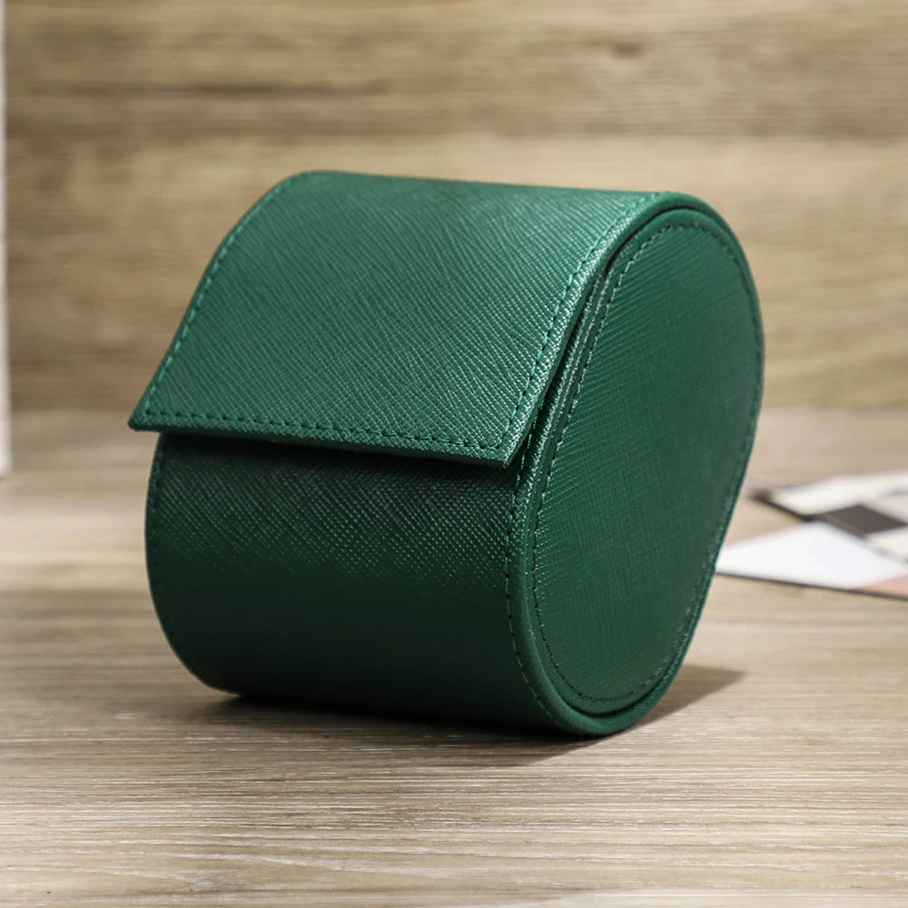 Single Watch Roll Retro Travel Case Chic Portable Retro Leather Display Jewelry Box Bracelet Storage Box Slid in Out Organizers