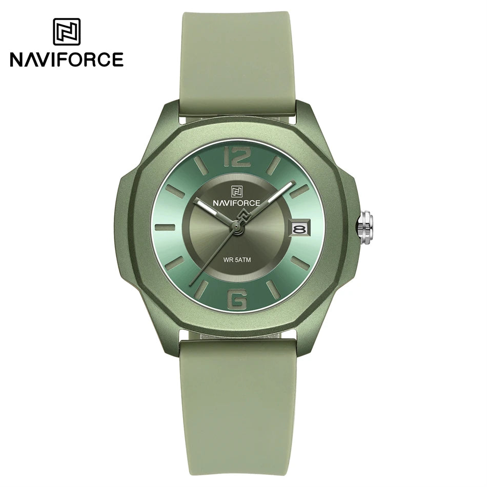 NAVIFORCE Luxury Watch Women's Quartz Watches Ladies Simple Style Silicone Strap Wrist Watch Waterproof Watches Reloj Mujer