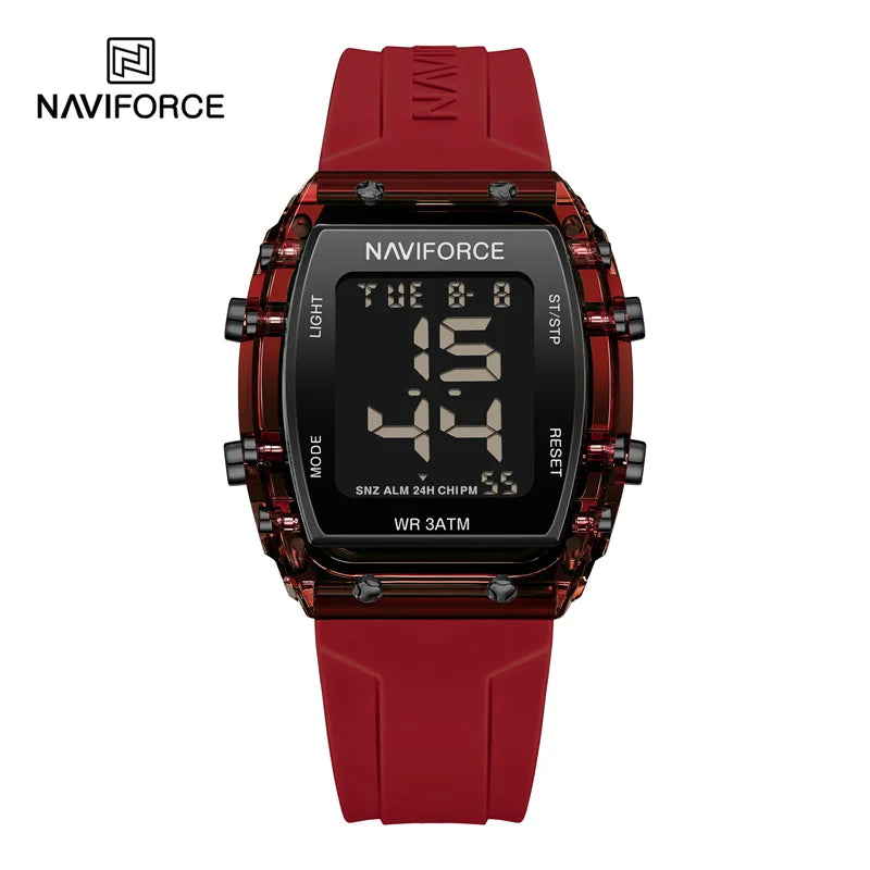 NAVIFORCE Women Watch Waterproof Personality Square Wristwatches LED Digital Silicone Strap Sport Electronic Clock Montre Femme