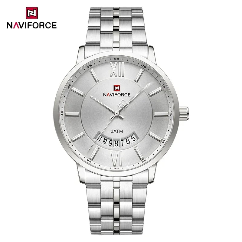 NAVIFORCE Luxury Couple Watch Golden Fashion Stainless Steel Lovers Watch Quartz Wrist Watches For Women Men Simple Wristwatch