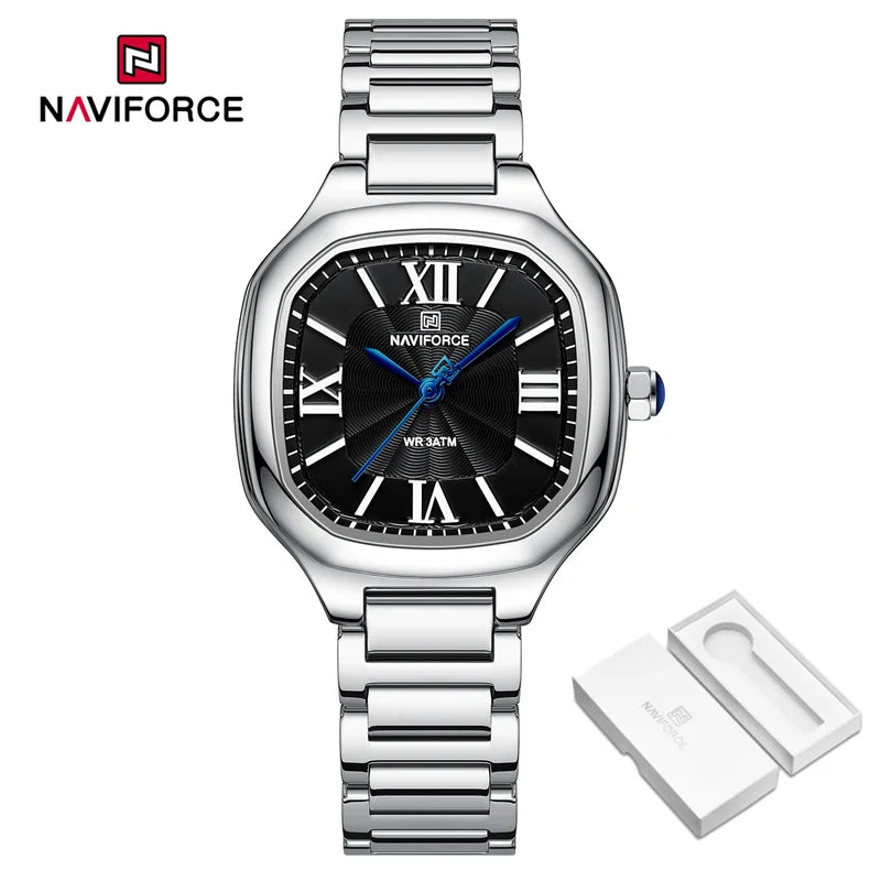 NAVIFORCE Brand Women Watch Stainless Steel Strap Waterproof Personality Fashion Female Quartz Wristwatch Relogio Feminino 2024