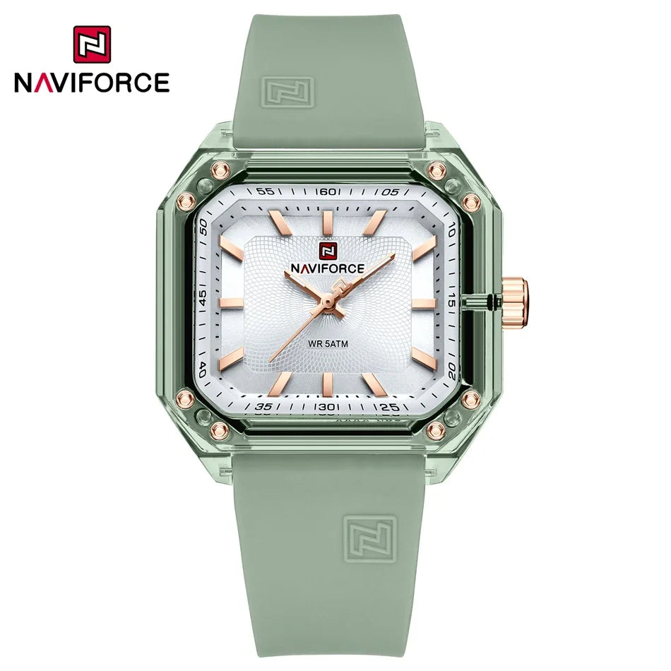 NAVIFORCE Women Watch Square Quartz Silicone Strap Wristwatches Student Watches for Women Gift Relojes Para Mujer Montre Femme