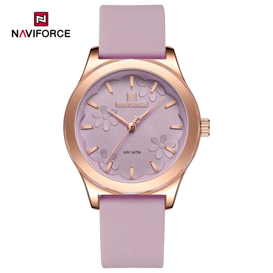 NAVIFORCE Simple Fashion Quartz Wristwatches Women Wrist Watches Silicone Strap Waterproof Watch Wholesale Hot Sale Reloj Mujer