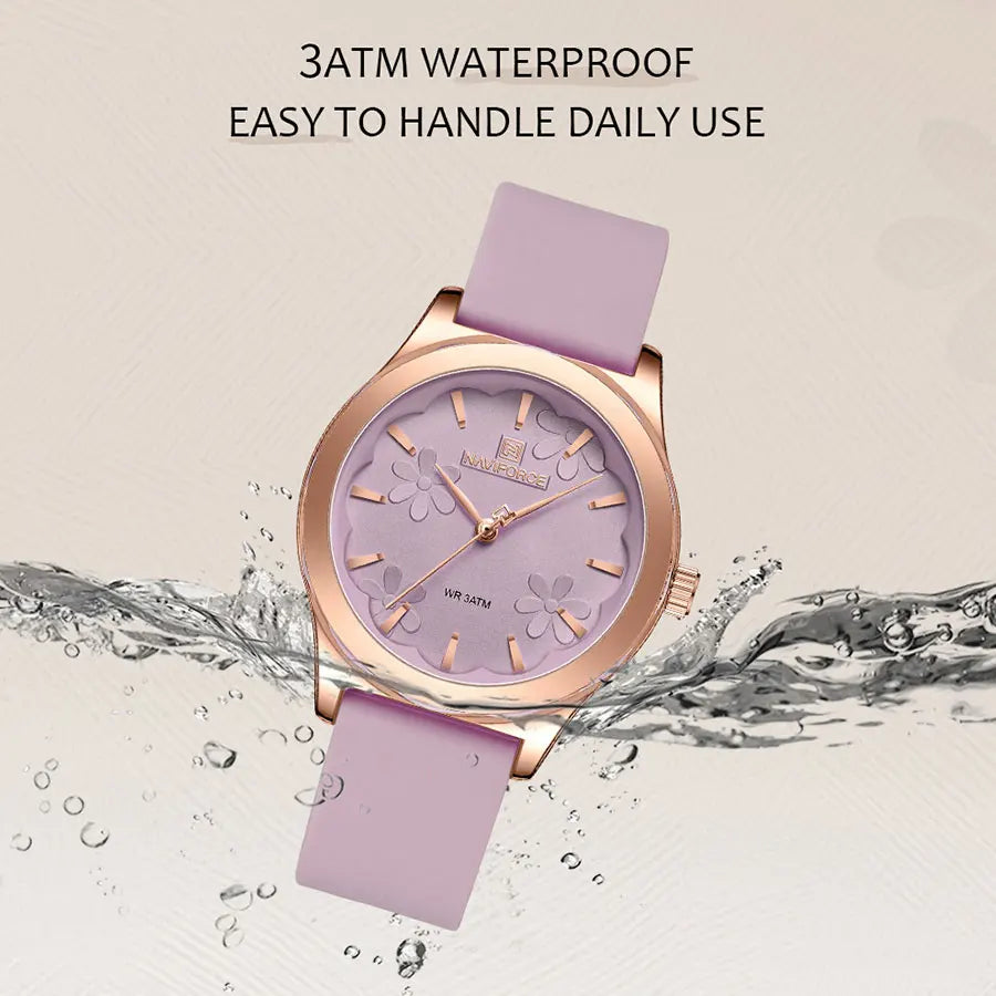 NAVIFORCE Simple Fashion Quartz Wristwatches Women Wrist Watches Silicone Strap Waterproof Watch Wholesale Hot Sale Reloj Mujer