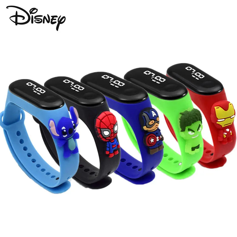 Mickey Minnie Marvel Children Digital Watch Boy Girls Spiderman Iron Man LED Sports Wristwatches Silicone Kids Watches Bracelet