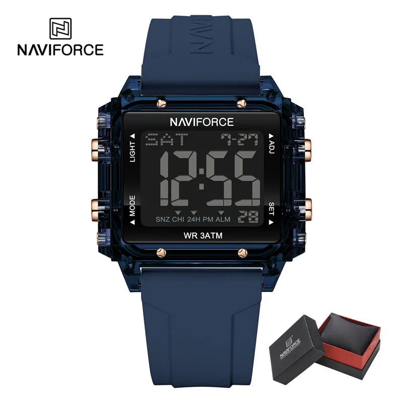 NAVIFORCE Women Sport LED Watches Top Brand Digital Waterproof Clock Silicone Strap Luminous Electronic Wristwatch Montre Femme